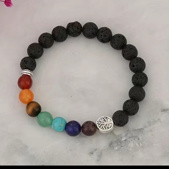 Jewelry - New Unisex Tree Of Life Chakra Oil Lava Bracelet